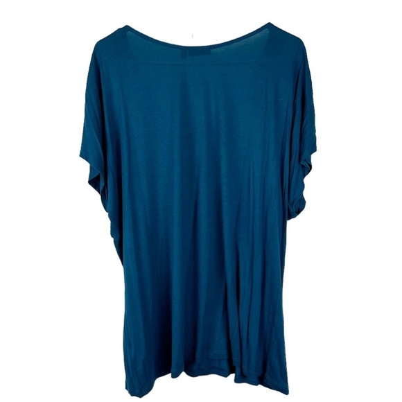 Short Sleeve Teal Blue Sequin Drizzle Tee Size 2X - Picture 2 of 8